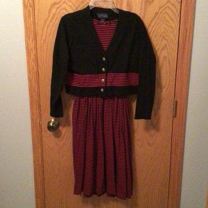 Herman Geist - Black and red striped dress with matching black jacket